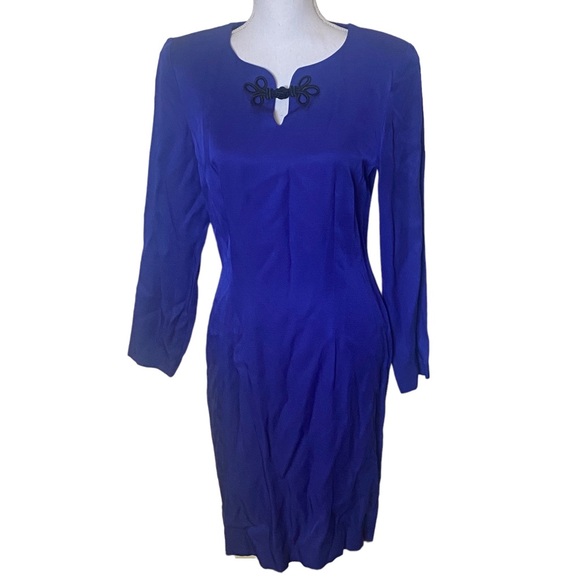Jennifer Jeffries | Womens Vintage 80s Royal Blue Size 8 Long sleeve dress - Picture 1 of 6